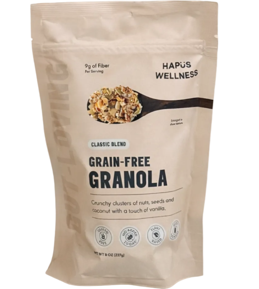A bag of Hapüs Wellness Grain-Free Granola